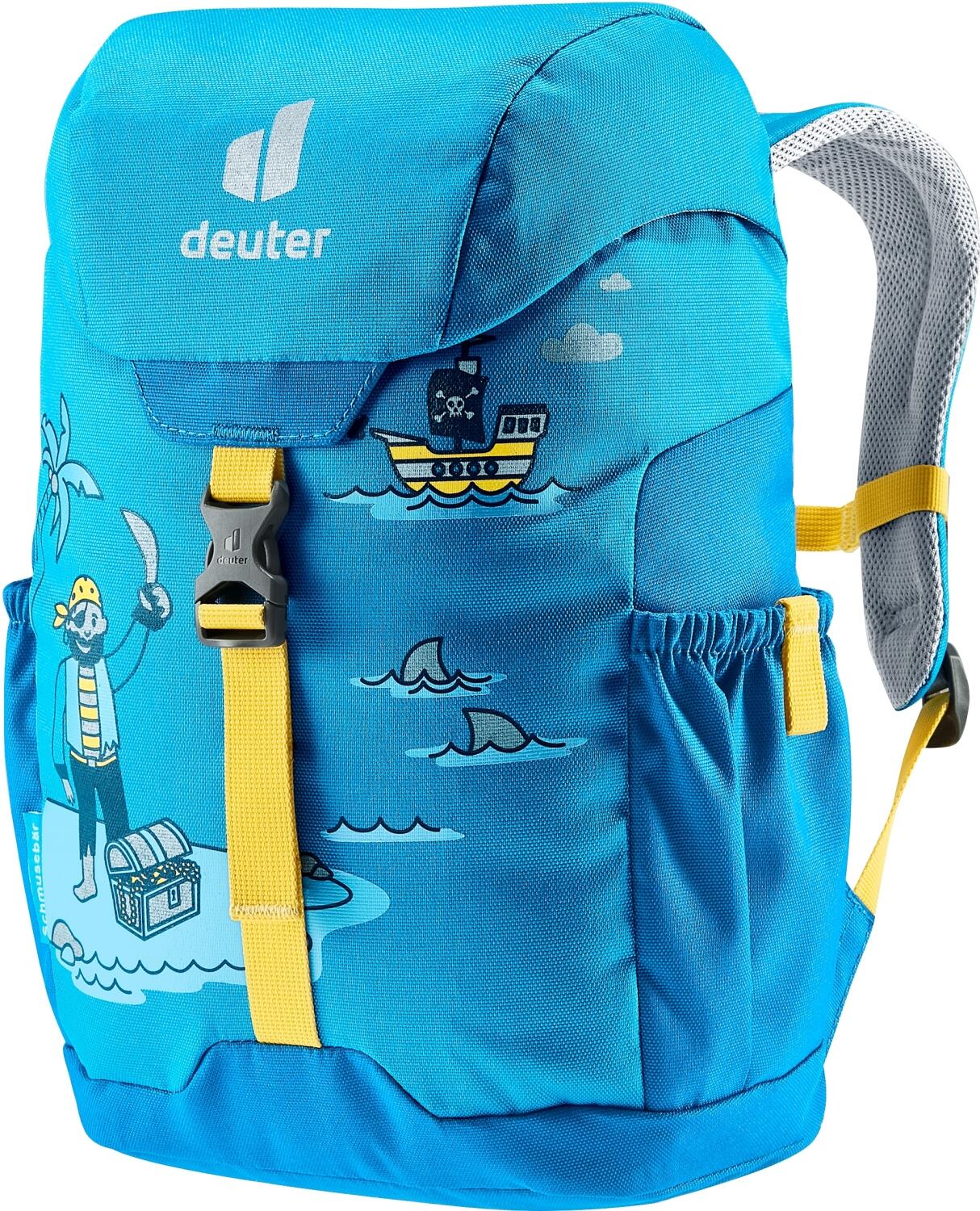 4046051134017 - deuter Rucksack Piraten-Motiv Reflektoren Brustgurt für Kinder blau