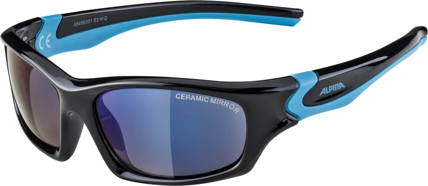 Alpina Flexxy Teen Sonnenbrille (331 black/cyan, Ceramic, Scheibe: blue mirror (S3))
