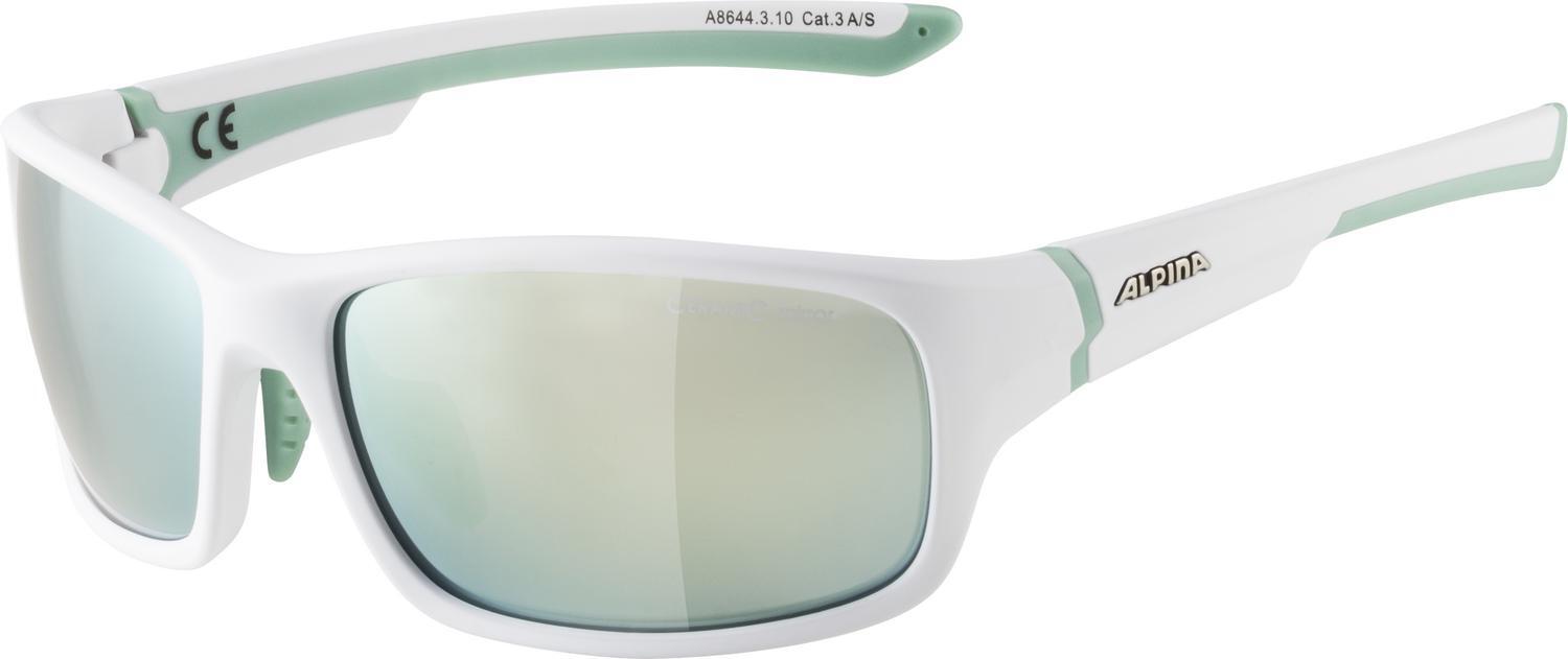 Alpina Lyron small Sportbrille (310 white matt/pistachio, Scheibe: Ceramic emerald mirror (S3))