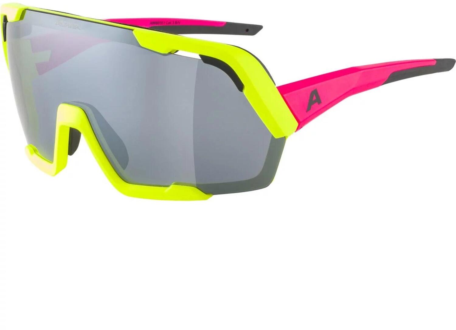 4003692314680 - Rocket Bold Sportbrille (Farbe 351 neon pink yellow matt Scheibe black mirror (S3))