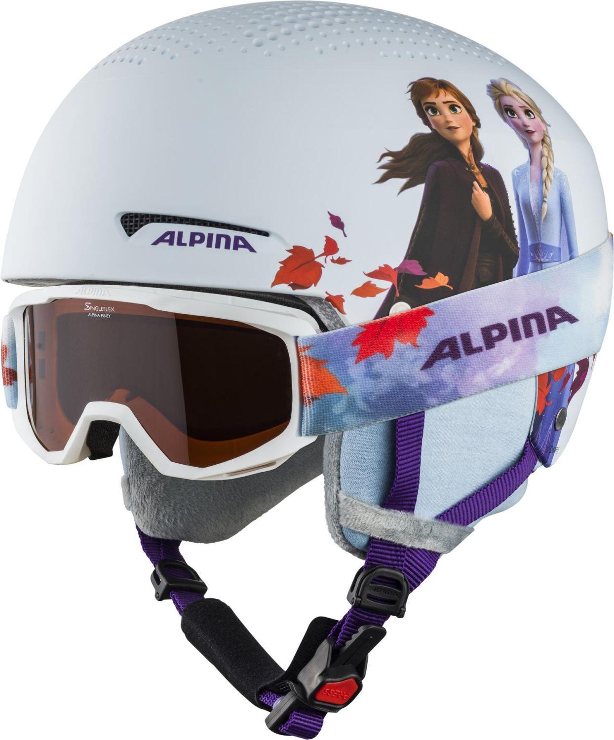 Alpina Zupo Disney Set Skihelm inklusive Skibrille (51-55 cm, 81 Frozen II inkl. Piney white)