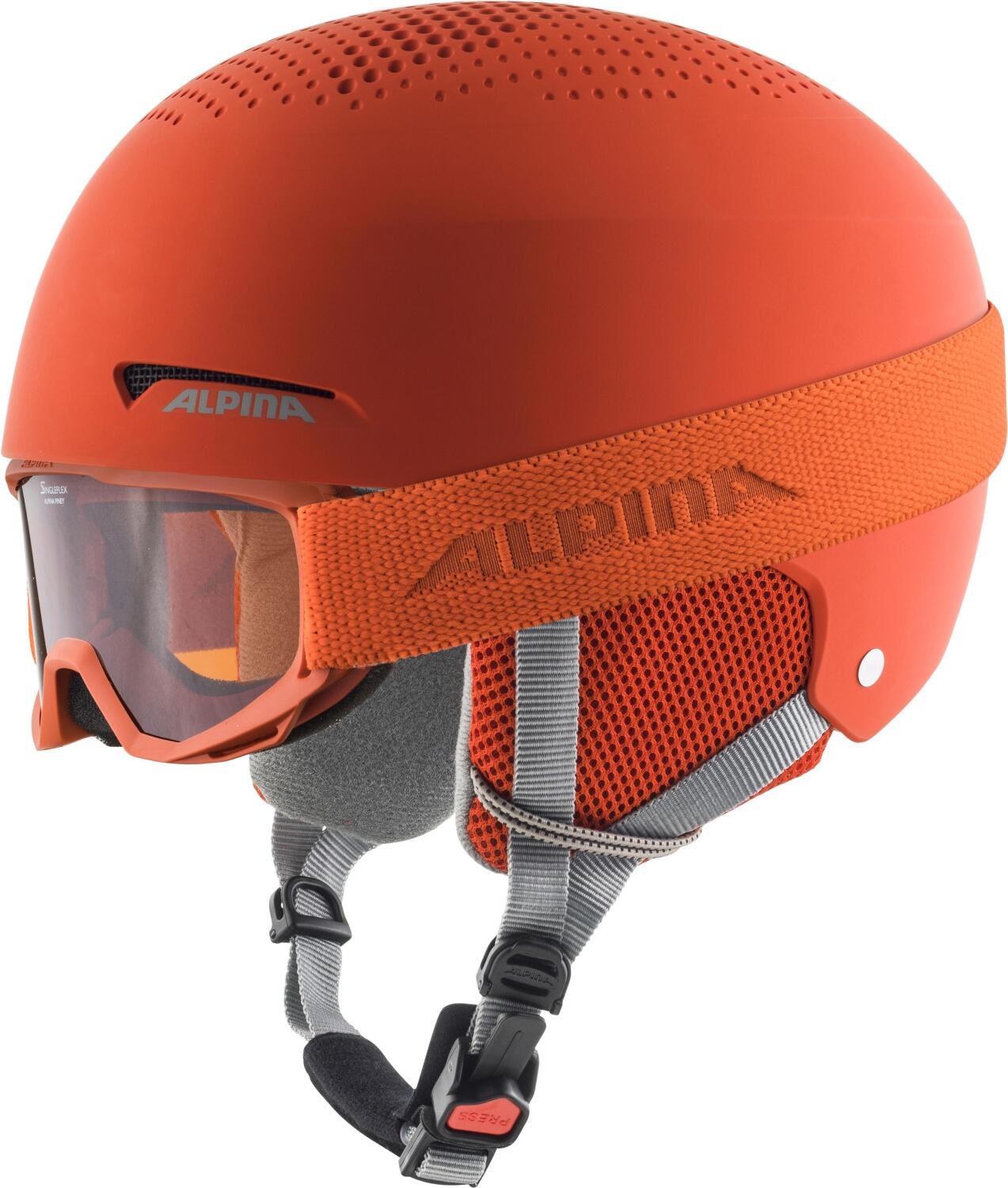 4003692307132 - Zupo Set Skihelm + Skibrille Piney (Größe 51-55 cm 40 pumpkin orange matt inkl Piney)