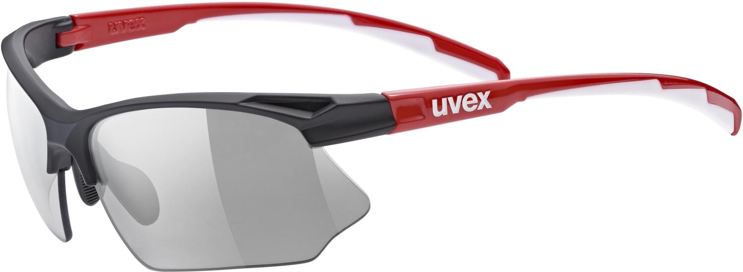 4043197324784 - uvex Sportstyle 802 Variomatic Sportbrille (Farbe 2301 black red white variomatic smoke (S1-3))