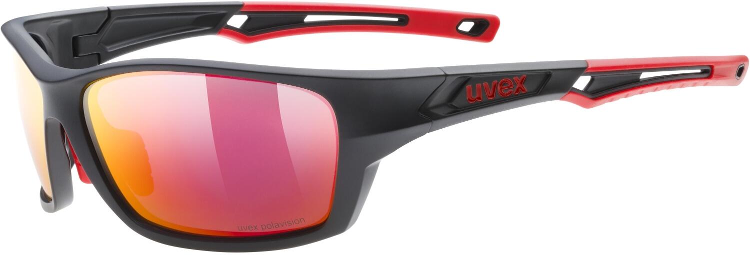 uvex Sportstyle 232 Polavision Sonnenbrille (2330 black matt/red, polavision, mirror red (S3))