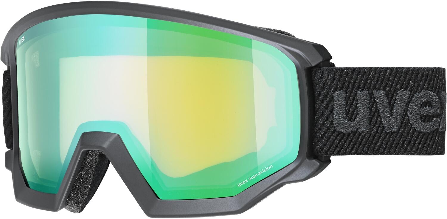 uvex Athletic FM Brillenträger Skibrille (2330 black mat, mirror green/lasergold lite (S2))